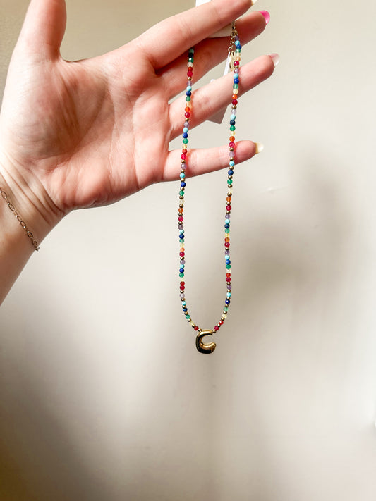 Bubble Letter Necklace- Multi Color